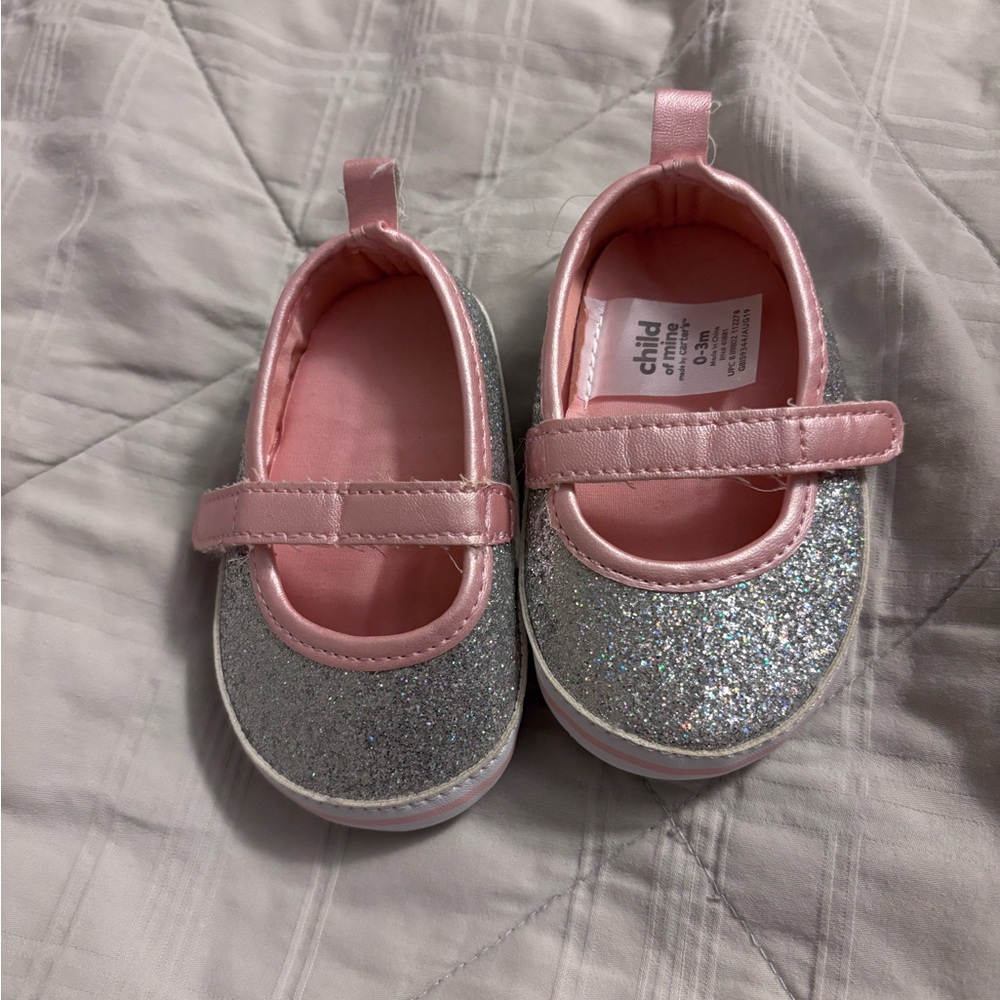 Child of Mine Pink and Silver Glitter Dress Shoes